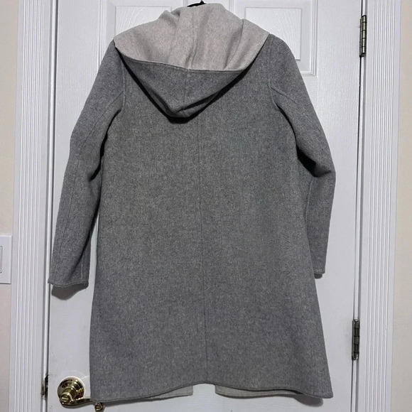 Uniqlo Double Face Gray Wool Blend Hooded Overcoat Womens XS - Picture 2 of 4